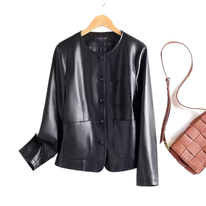 Women's Sheepskin Leather Jacket Slim Fit Short Coat