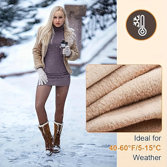 Women's Sheer Fleece-Lined Leggings Winter Thickened Thermal Tights