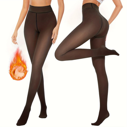 Women's Sheer Fleece-Lined Leggings Winter Thickened Thermal Tights