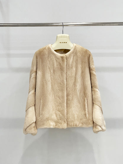 Women's Short Mink Fur Coat with Velvet Lining