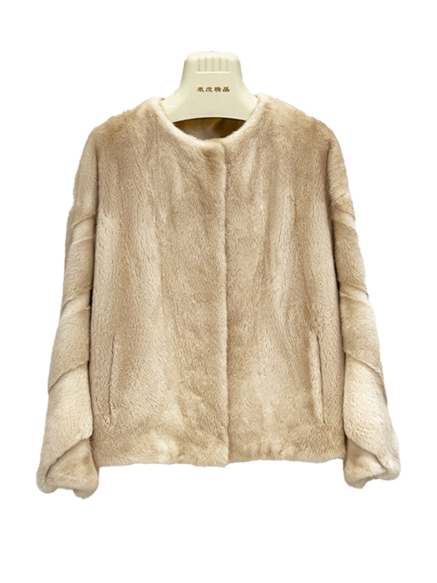 Women's Short Mink Fur Coat with Velvet Lining