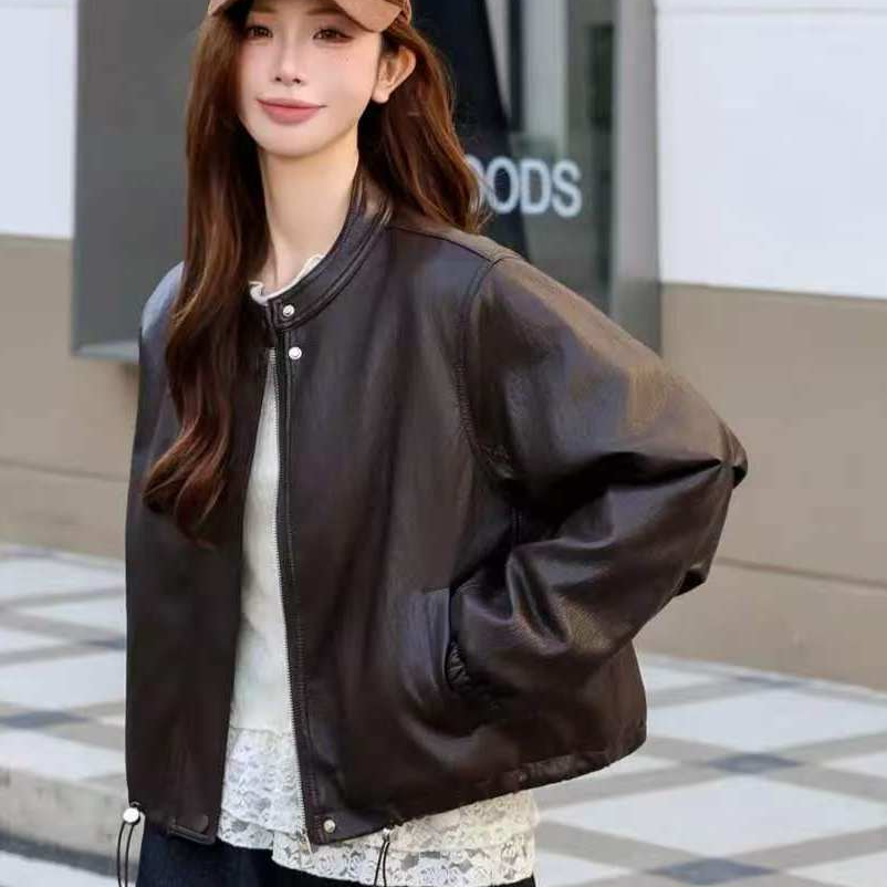 Women's Short PU Leather Biker Jacket