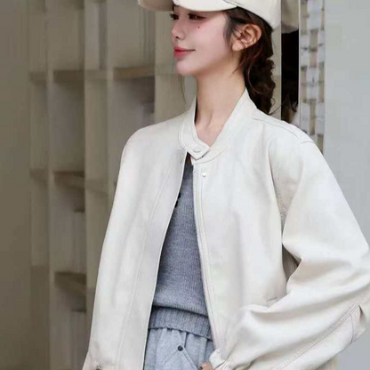 Women's Short PU Leather Biker Jacket