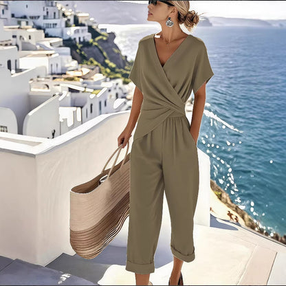 Women's Short-Sleeve Asymmetrical Top Set