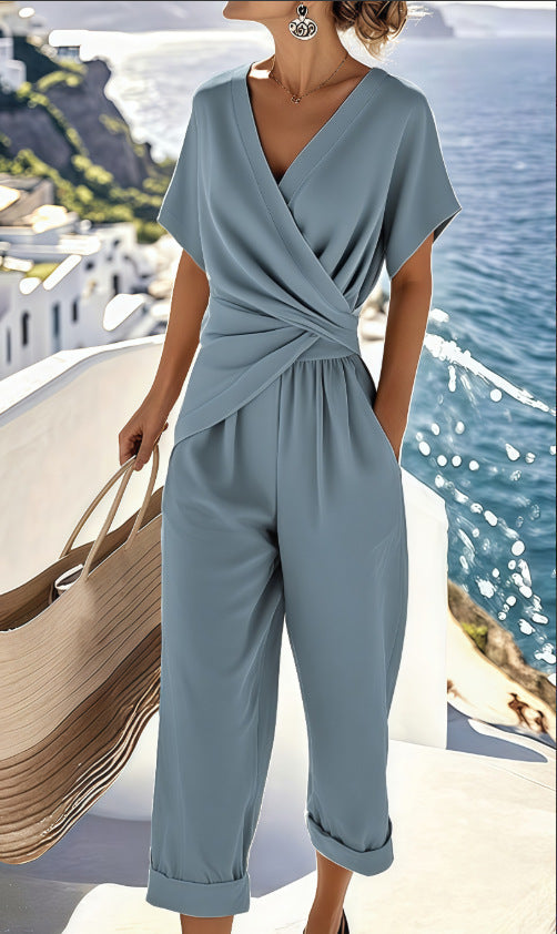 Women's Short-Sleeve Asymmetrical Top Set