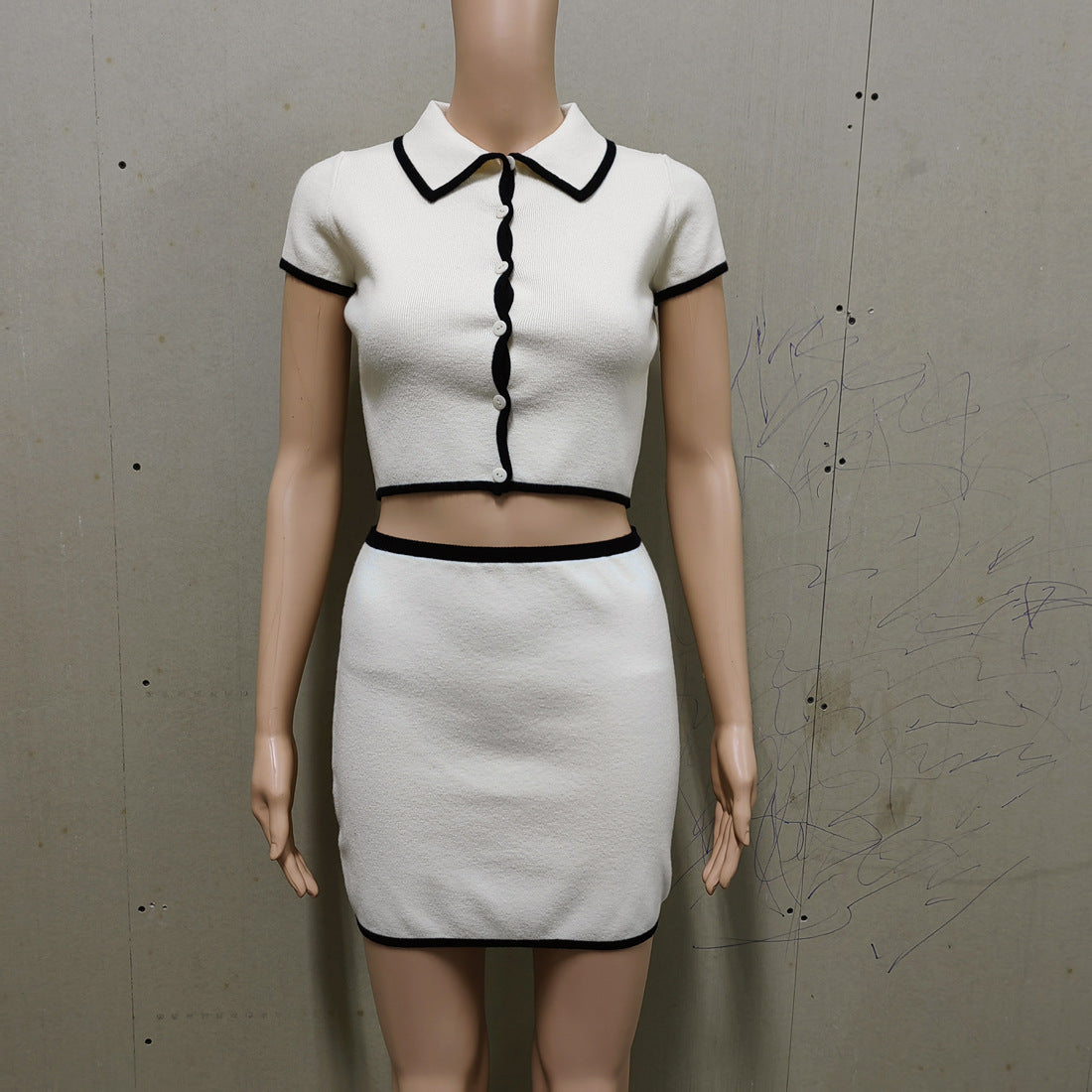 Women's Short Sleeve Knit Cardigan and Skirt Set