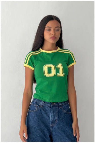 Women's short-sleeve round-neck top