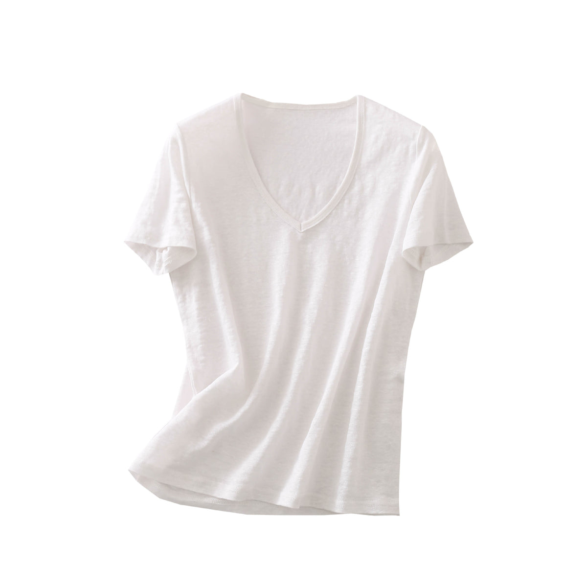Women's Short Sleeve Silk Shirt U Neck Loose Tops