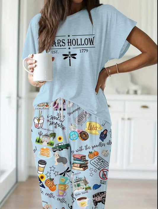 Women's short-sleeved T-shirt, long pants and pajama sett