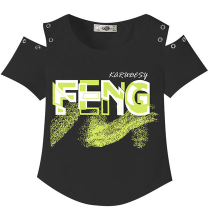 Women's Shoulder T-Shirt and Cargo Pants Sport Set