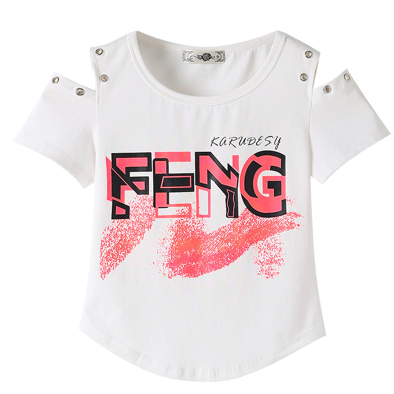 Women's Shoulder T-Shirt and Cargo Pants Sport Set