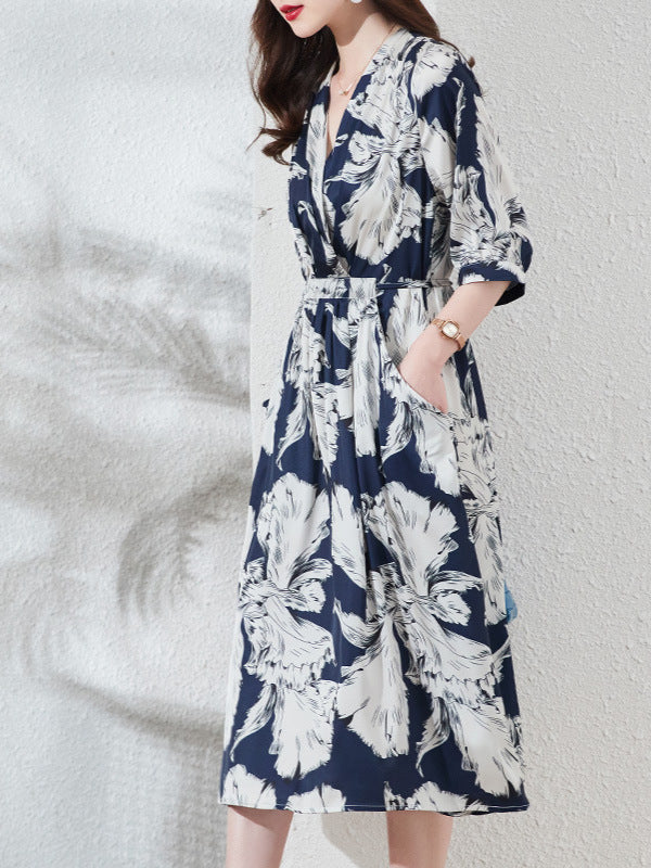 Women's Silk A-Line Midi Dress