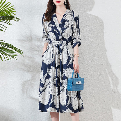 Women's Silk A-Line Midi Dress