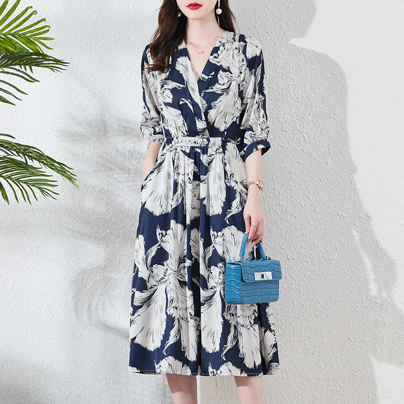 Women's Silk A-Line Midi Dress