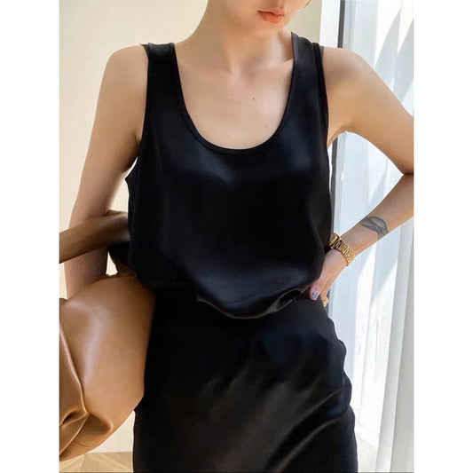 Women's Silk-like Sleeveless U-Neck Top