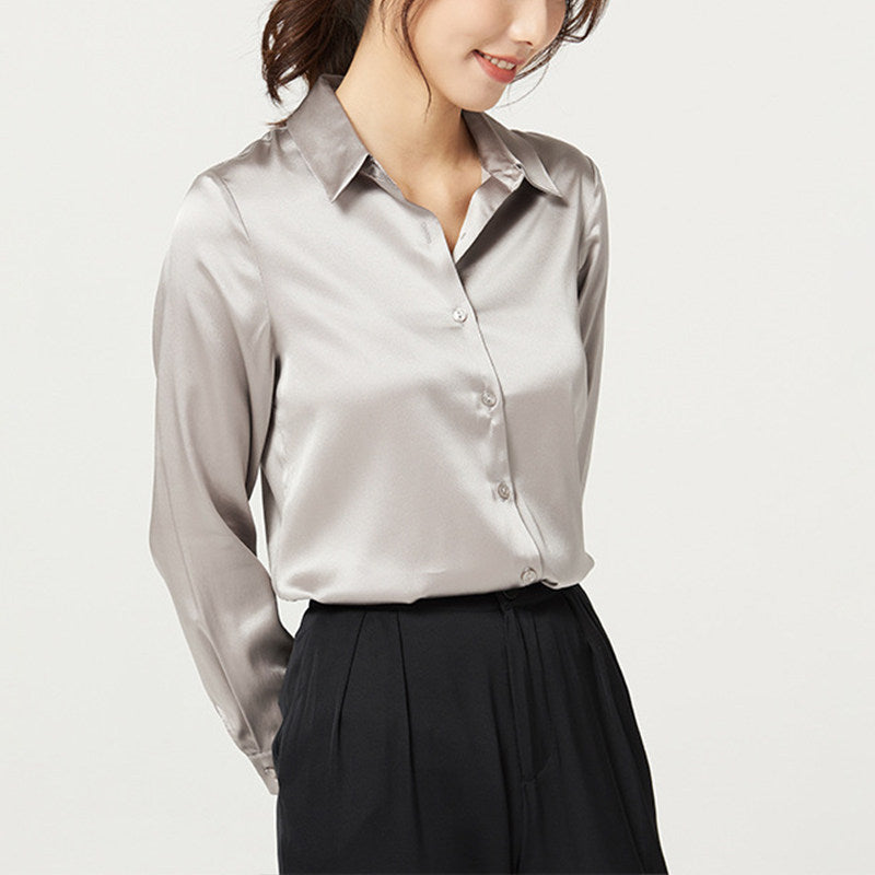 Women's Silk Shirt Long Sleeve Satin Top
