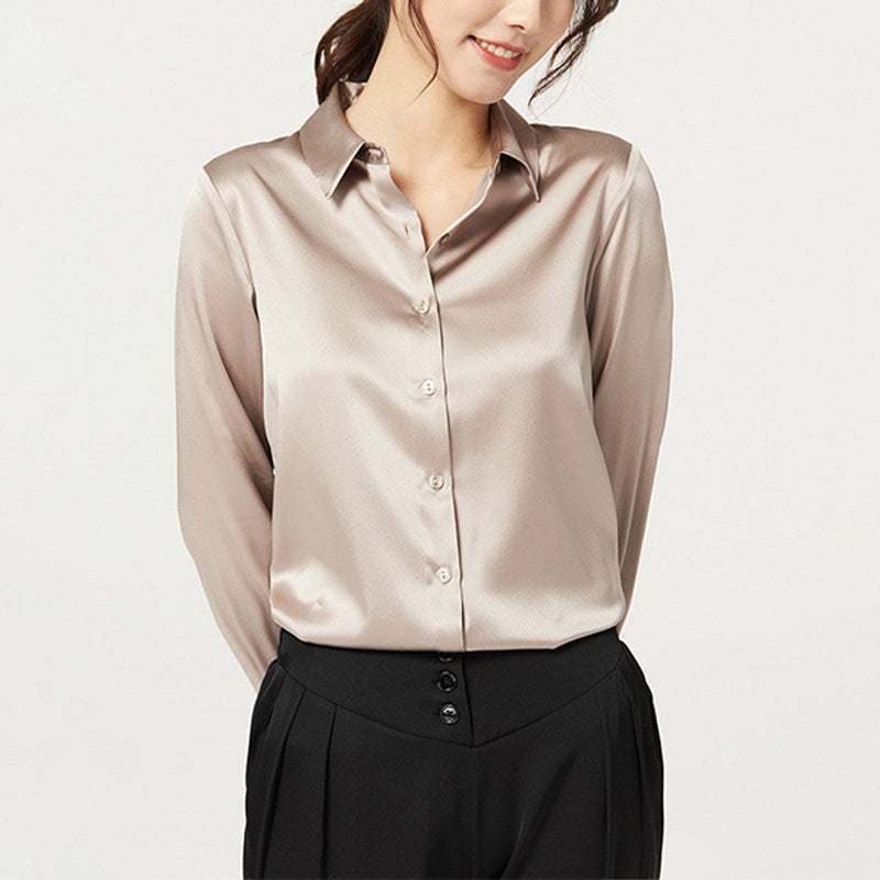 Women's Silk Shirt Long Sleeve Satin Top
