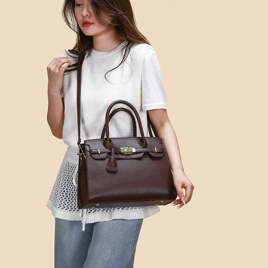Women's Single Shoulder Crossbody Bag with Lychee Pattern