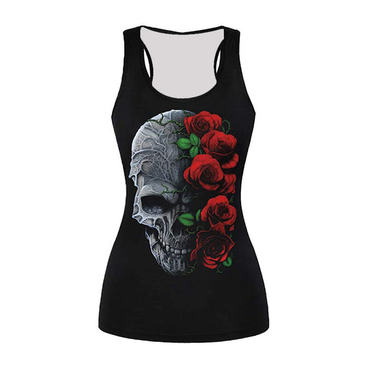 Women's Sleeveless 3D Printed Slim Fit T-Shirt
