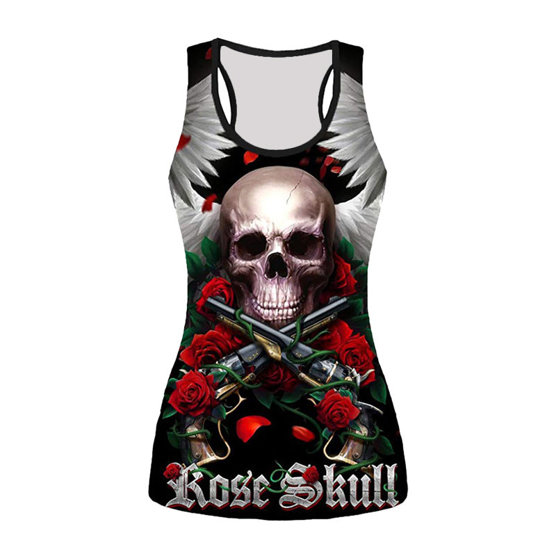 Women's Sleeveless 3D Printed Slim Fit T-Shirt