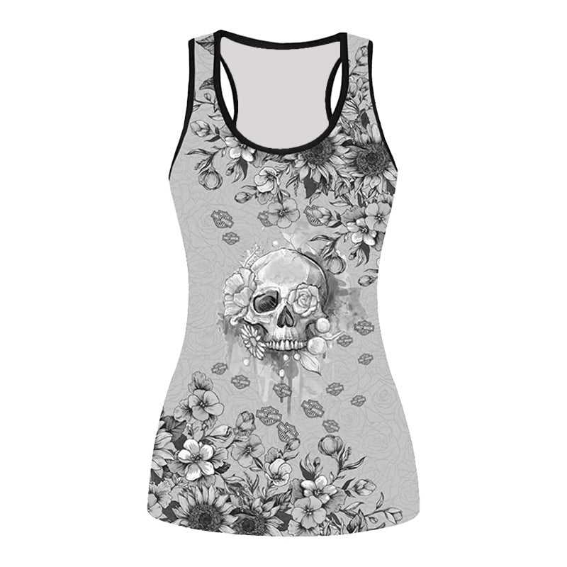 Women's Sleeveless 3D Printed Slim Fit T-Shirt