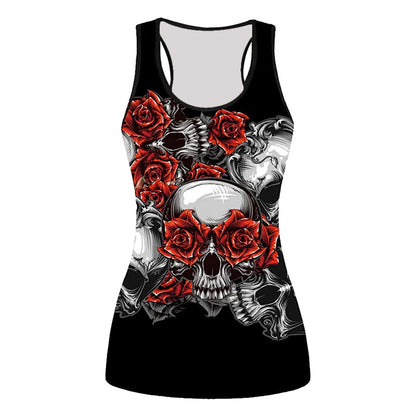 Women's Sleeveless 3D Printed Slim Fit T-Shirt