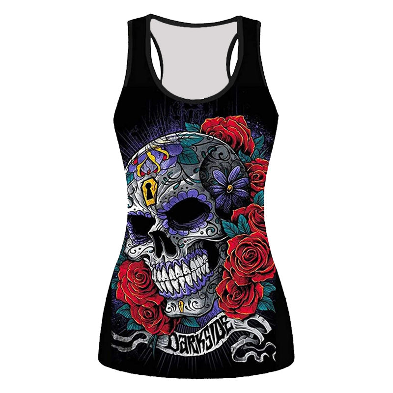 Women's Sleeveless 3D Printed Slim Fit T-Shirt