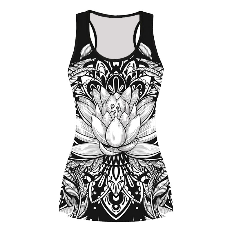 Women's Sleeveless 3D Printed Slim Fit T-Shirt