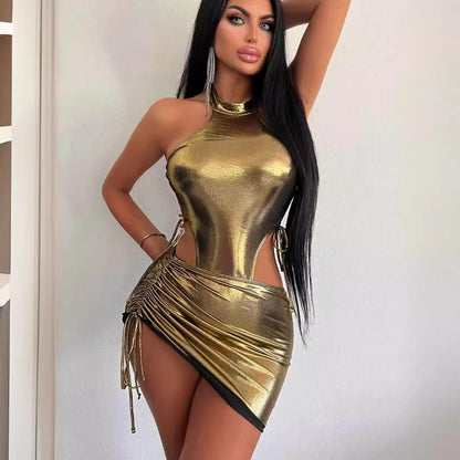 Women's Sleeveless Jumpsuit with High Waist Skirt