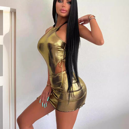 Women's Sleeveless Jumpsuit with High Waist Skirt