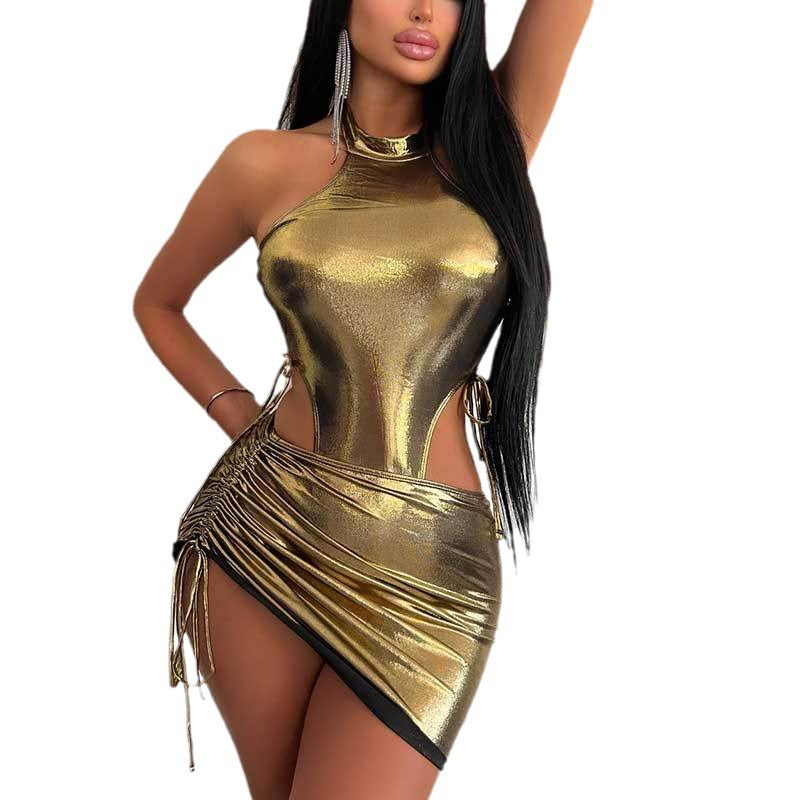 Women's Sleeveless Jumpsuit with High Waist Skirt