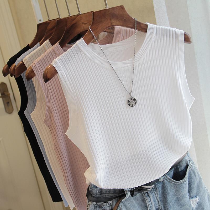 Women's sleeveless knitted solid-color outerwear