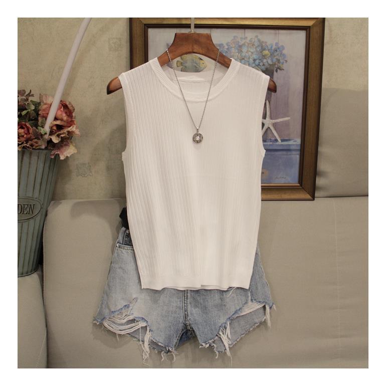 Women's sleeveless knitted solid-color outerwear