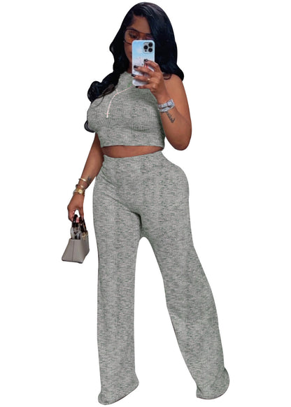 Women's Sleeveless Printed Wide-Leg Pants Two-Piece Set