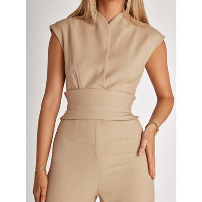 Women's sleeveless slimming wide-leg one-piece pants