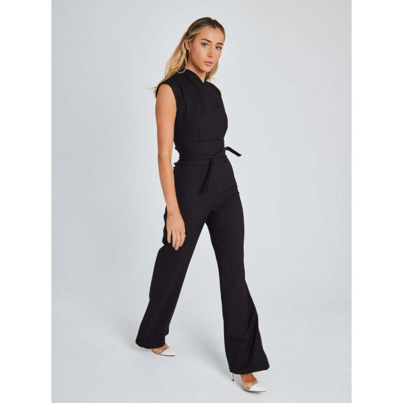 Women's sleeveless slimming wide-leg one-piece pants