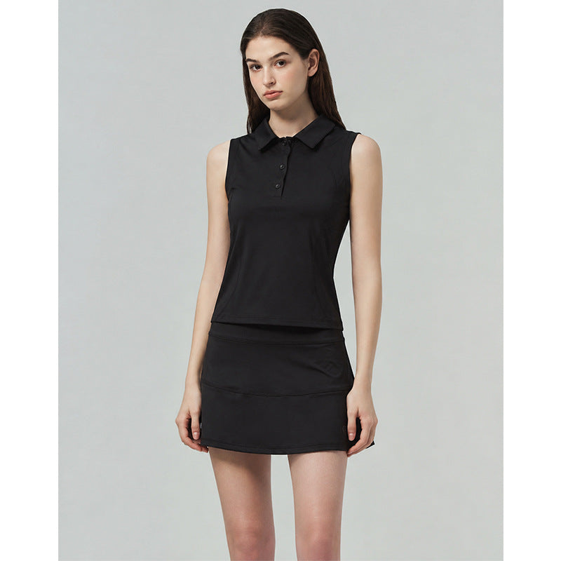Women's Sleeveless Sports Vest with Polo Collar