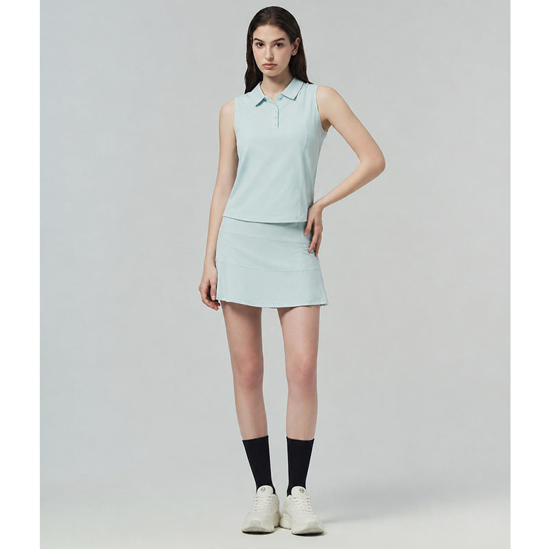 Women's Sleeveless Sports Vest with Polo Collar