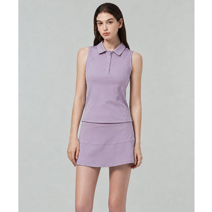 Women's Sleeveless Sports Vest with Polo Collar