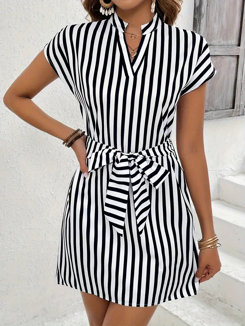 Women's Sleeveless Striped Tie Dress