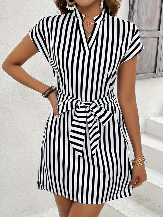 Women's Sleeveless Striped Tie Dress