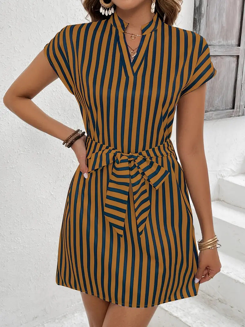Women's Sleeveless Striped Tie Dress
