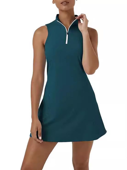 Women's Sleeveless Tennis Dress with Built-in Shorts