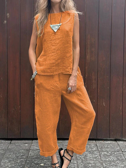 Women's Sleeveless Top and Loose Pants Casual Set