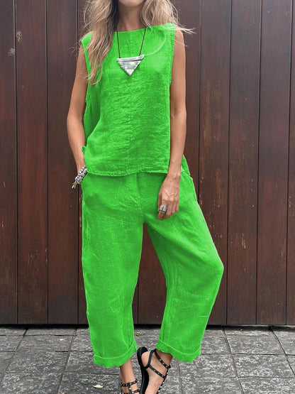 Women's Sleeveless Top and Loose Pants Casual Set