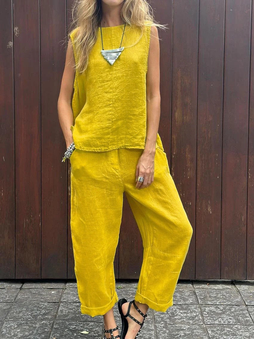 Women's Sleeveless Top and Loose Pants Casual Set
