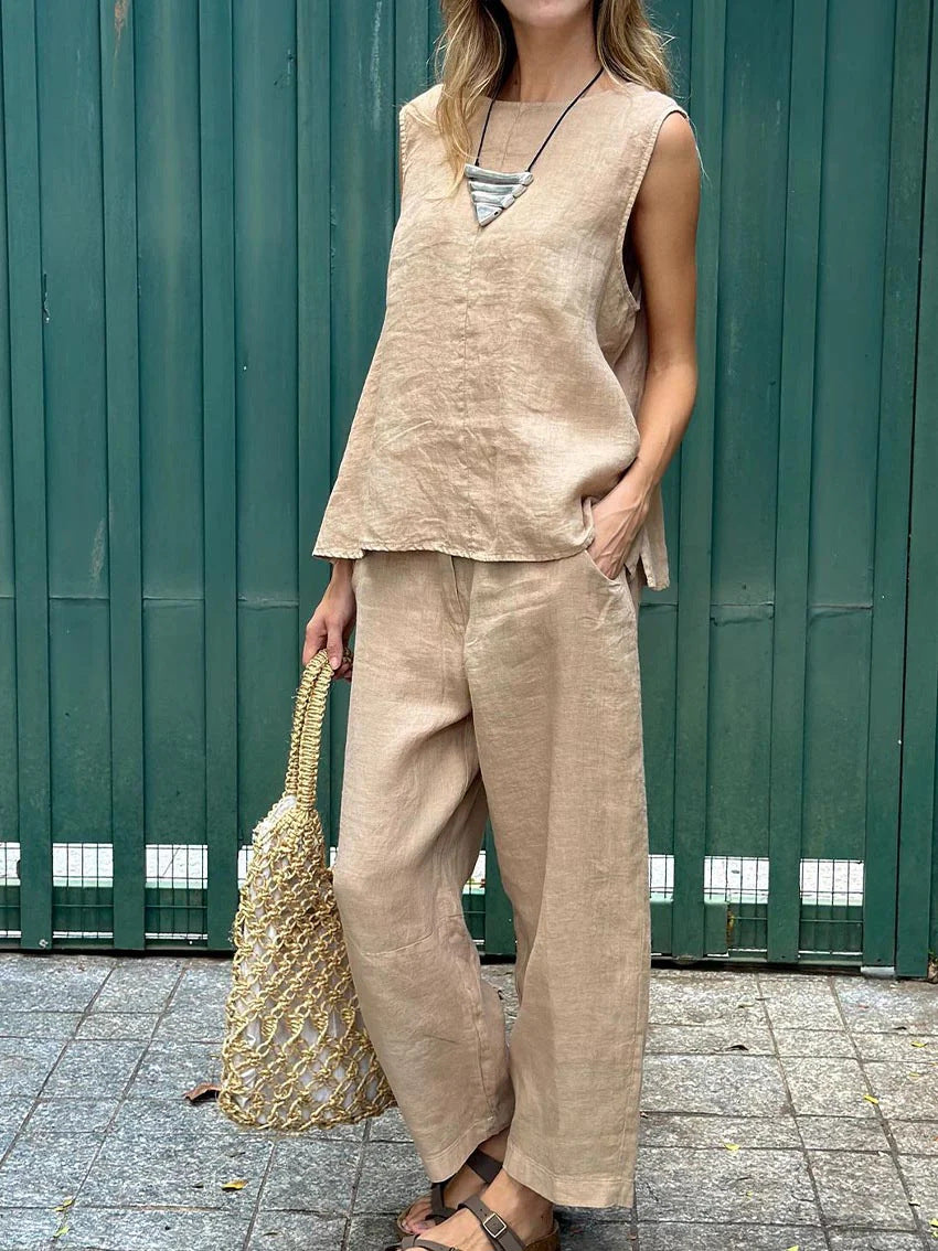 Women's Sleeveless Top and Loose Pants Casual Set