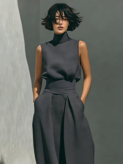 Women's Sleeveless Top and Wide-Leg Pants Set