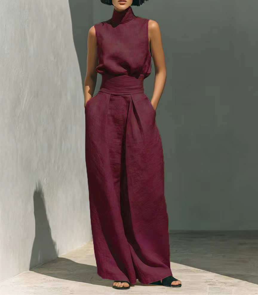 Women's Sleeveless Top and Wide-Leg Pants Set