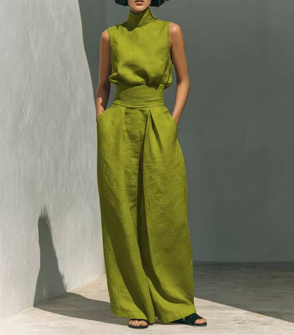 Women's Sleeveless Top and Wide-Leg Pants Set